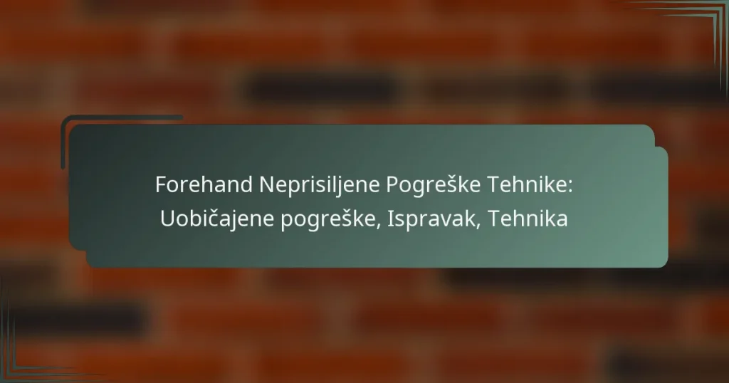 Forehand Neprisiljene Pogreške Tehnike: Uobičajene pogreške, Ispravak, Tehnika